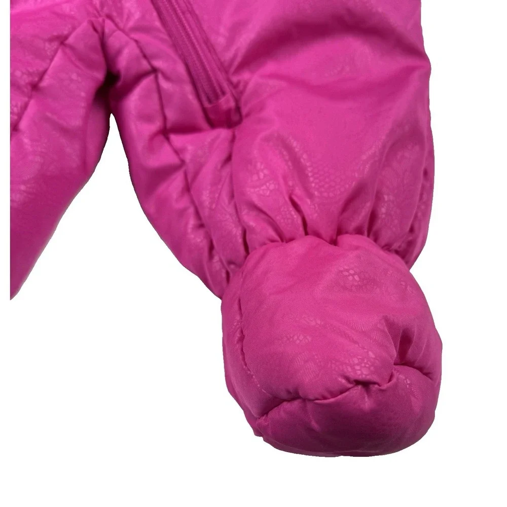 Rothschild‎ Girls 6/9 Months Insulated Snow Suit Embossed Pink Hand/Feet Covers